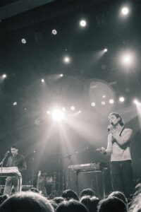 A photograph of small Californian group, Ruby Red performing at Theatre Corona in Montreal