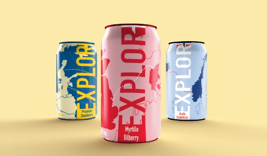 Mock up of a soda packaging named Explor